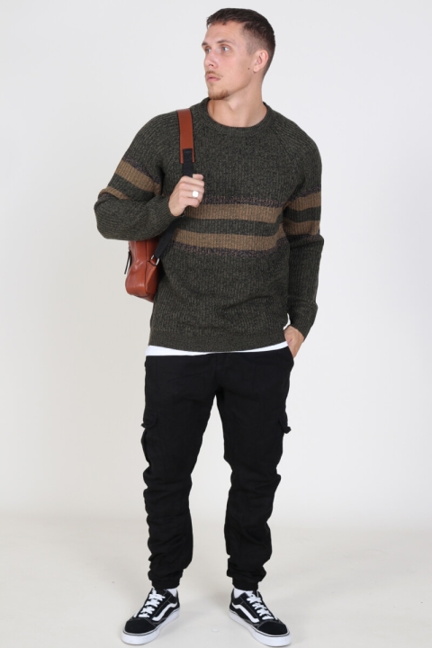 Only & Sons Cesco 5 Struc Stripe Tricot Forest Night