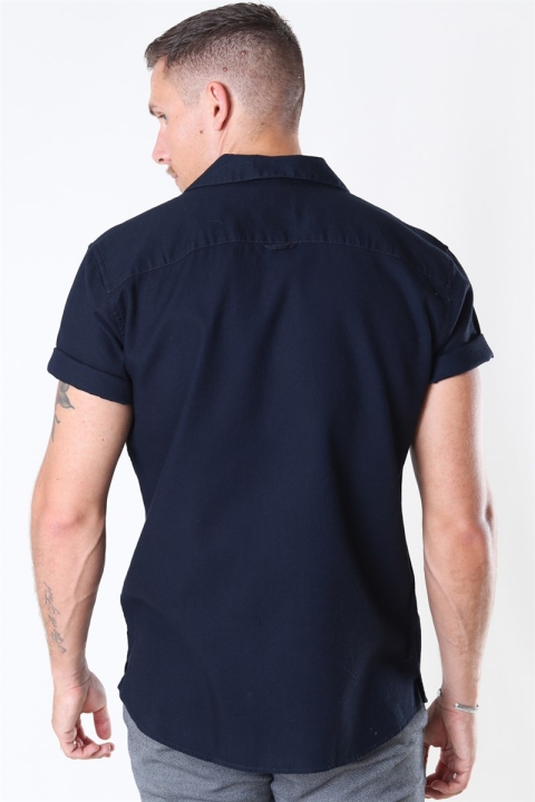 Only & Sons Andrew Waffle Chemises S/S Dark Navy