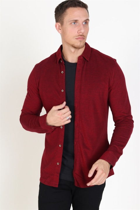 Only & Sons Cuton LS Knitted Melange Chemises Barbados Cherry