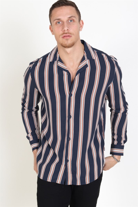 Solid Harris LS Cuba Stripe Chemises Inginia Blue