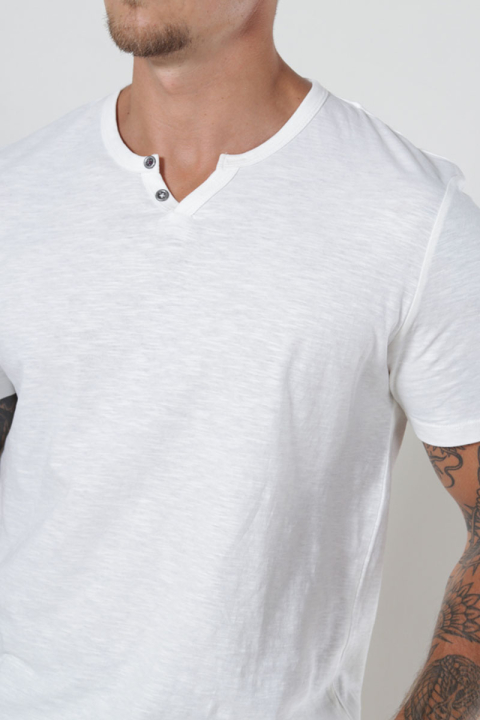 Jack & Jones JJESPLIT NECK TEE SS NOOS Cloud Dancer Slim