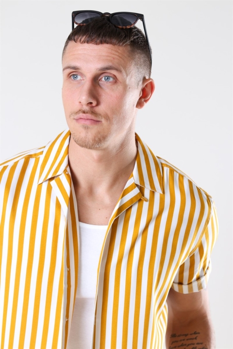 Only & Sons Wayne Striped Viscose Chemises Golden Spice
