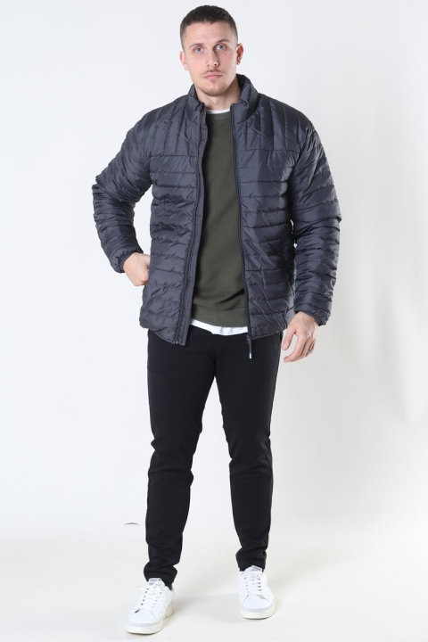 Only & Sons Paul Quilted Highneck Veste Grey Pinstripe