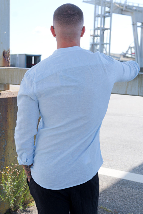 ONLY & SONS Caiden LS Linen Mao Shirt Cashmere Blue
