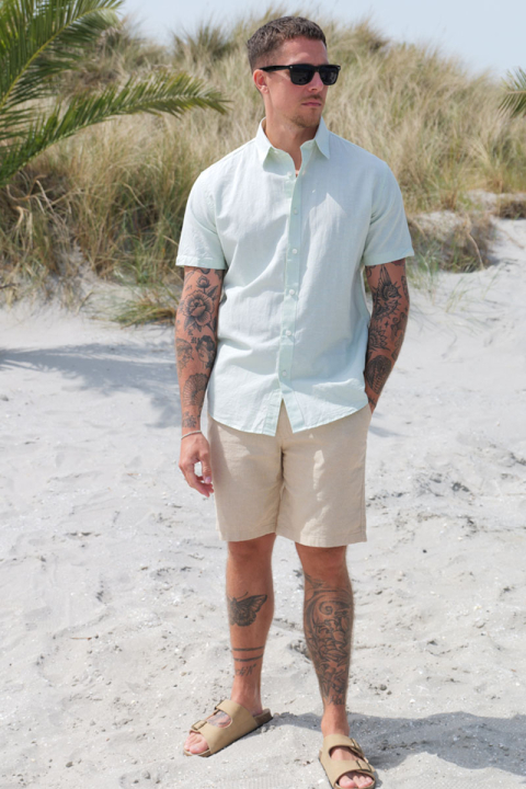 Selected Reg New Linen Shirt SS Vetiver