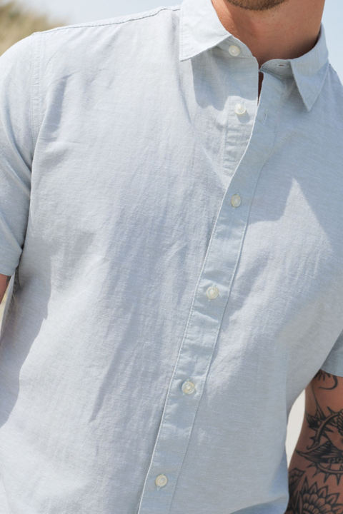 Selected Regular Sun Linen Shirt SS Iceberg Green / White