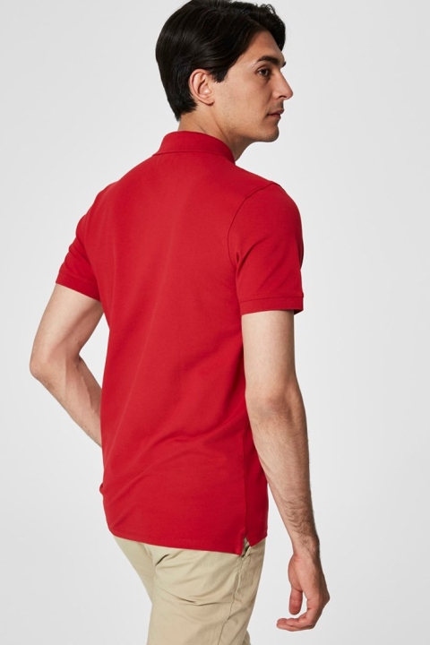 Selected Aro S/S Emroidery Polo Chemises Noos Scarlet Sage