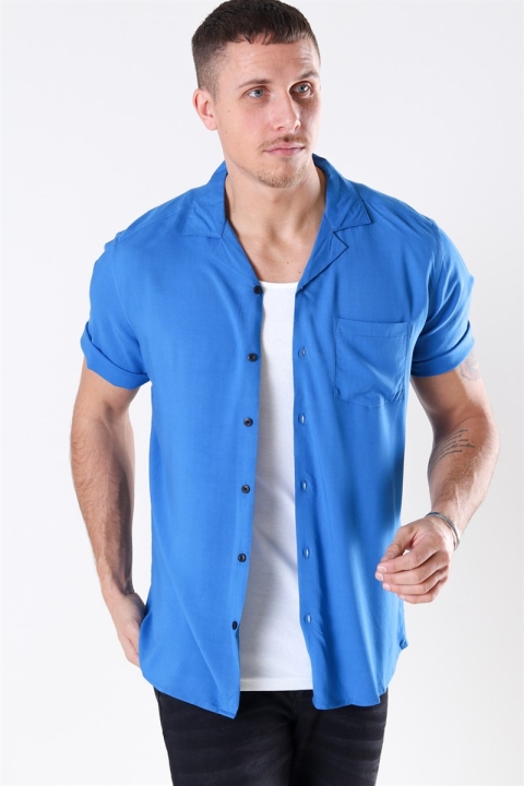 Only & Sons Silo Solid Viskose Chemises S/S Baleine Blue