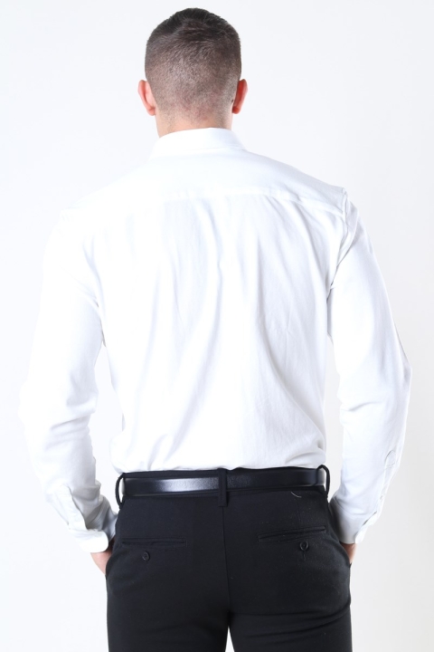Selected Slim Oliver Knit Flex Chemises LS Bright White