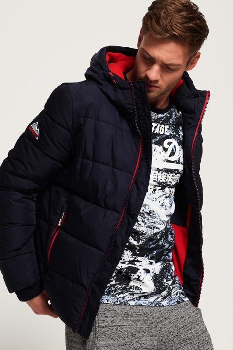 Superdry Sports Puffer Veste Navy/Bright Red
