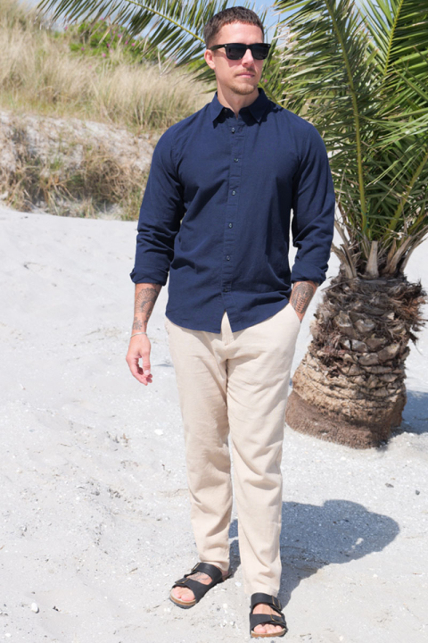 Selected Slim Sun Linen Shirt LS Sky Captain