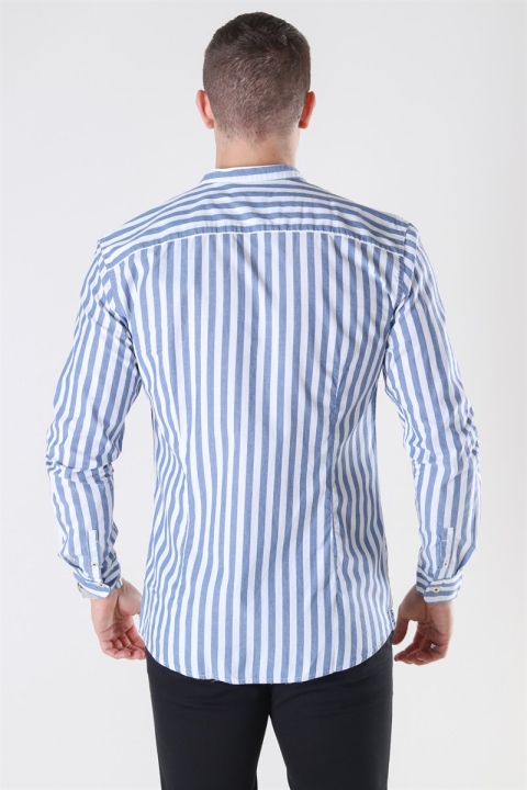 Only & Sons Matthew LS Stripe Manderine Chemises Dark Blue
