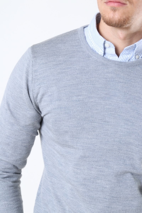 Clean Cut Copenhagen Merino Wool Crew Tricot Light Grey Mel
