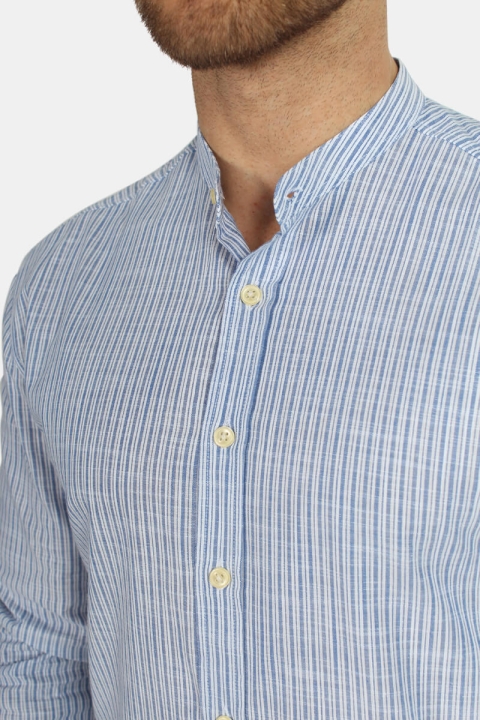 Kronstadt Dean Henley Stripe Chemises Blue