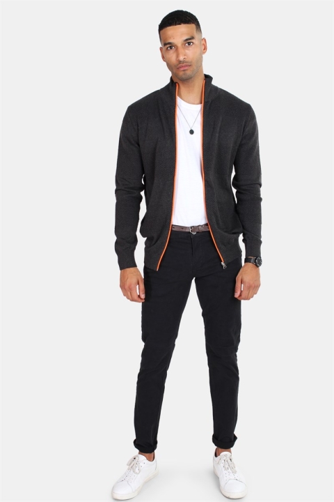 Kronstadt Jacob Zip Tricot Charcoal Mel/Orange