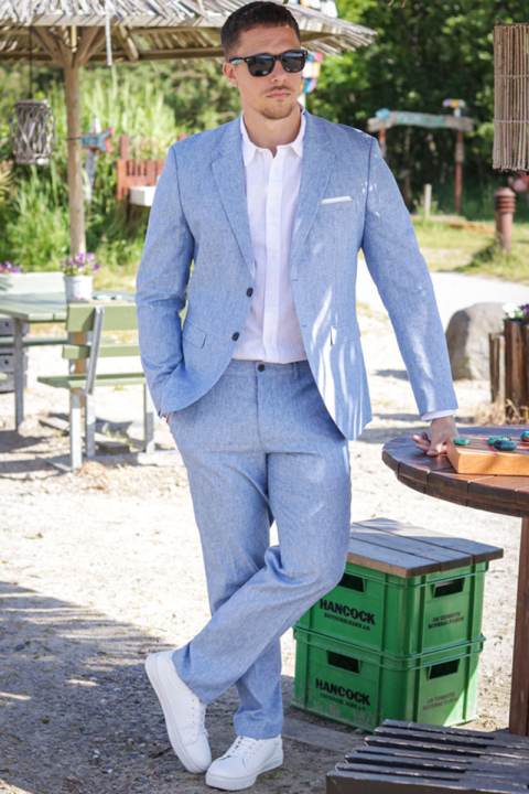 Jack & Jones Riviera Linen Trouser Nautical Blue