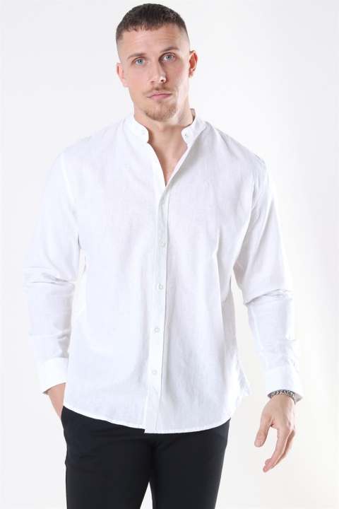 Clean Cut Cotton Linen Mao Chemises White