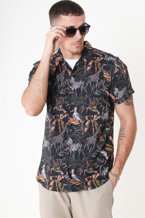 Only & Sons Gabrial S/S Animal Viscose Chemises Black/Zoo Print