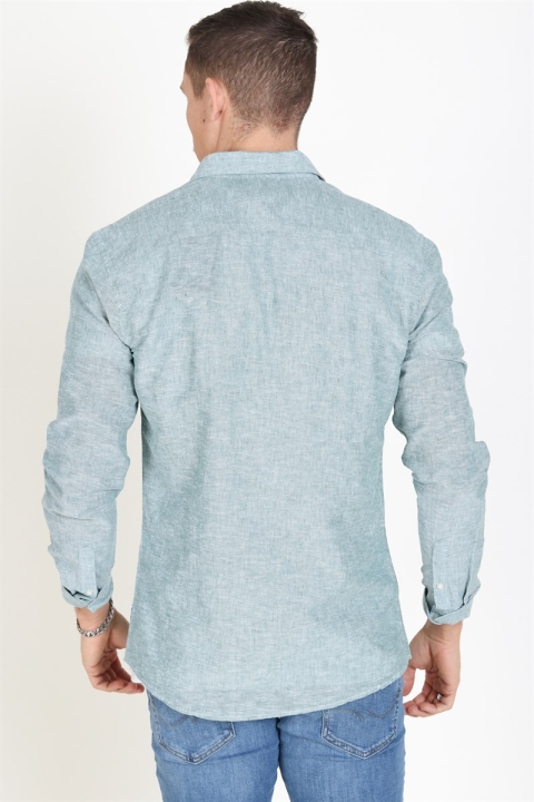 Only & Sons Caiden LS Solid Linen Chemises Posy Green