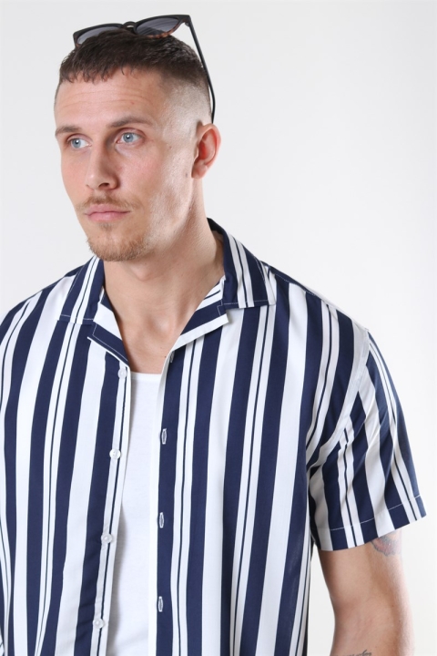 Clean Cut Bowling 6 SS Chemises White/Navy