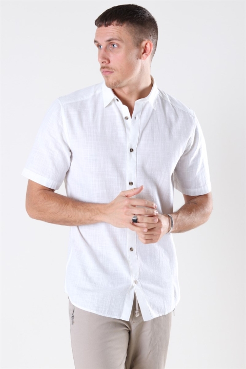 Only & Sons Slub SS Linen Look Chemises White