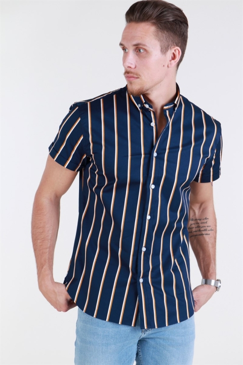Clean Cut Sälen 127 SS Chemises Navy/Honey Mustard