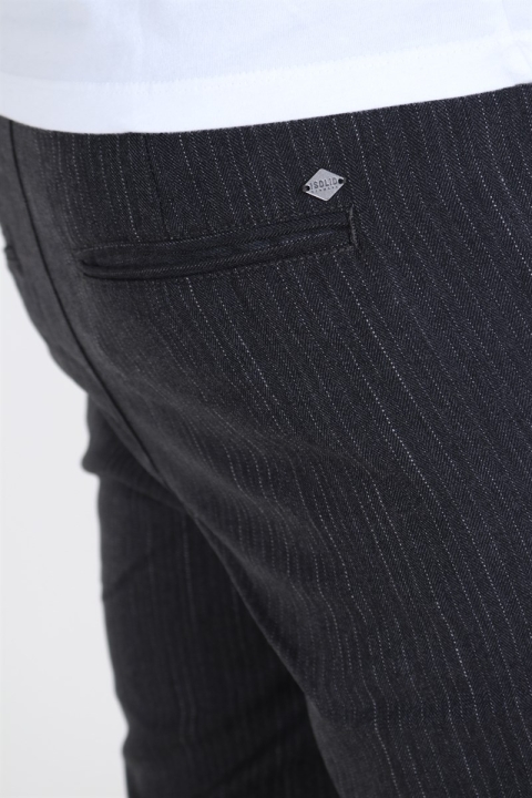 Solid Slim Truc Pinstripe Pantalon Dark Grey Melange