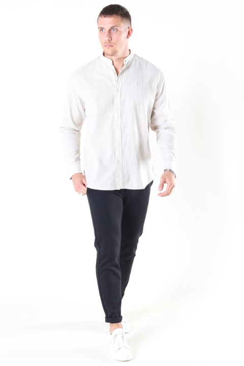 Clean Cut Mao Stripe LS Chemises Khaki