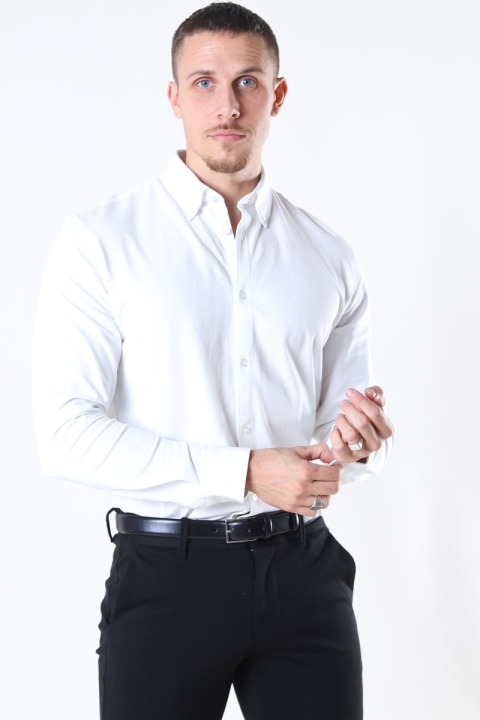 Selected Slim Oliver Knit Flex Chemises LS Bright White