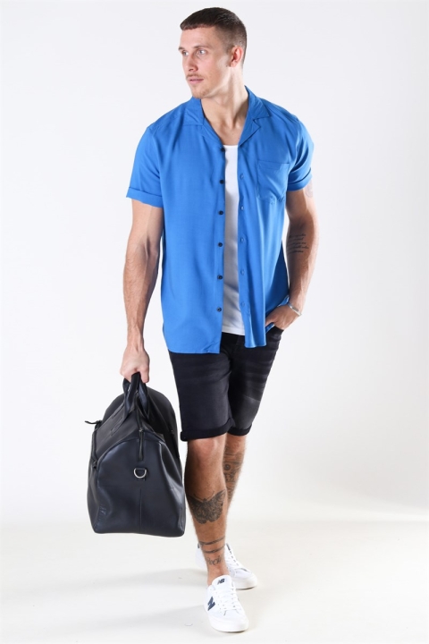 Only & Sons Silo Solid Viskose Chemises S/S Baleine Blue