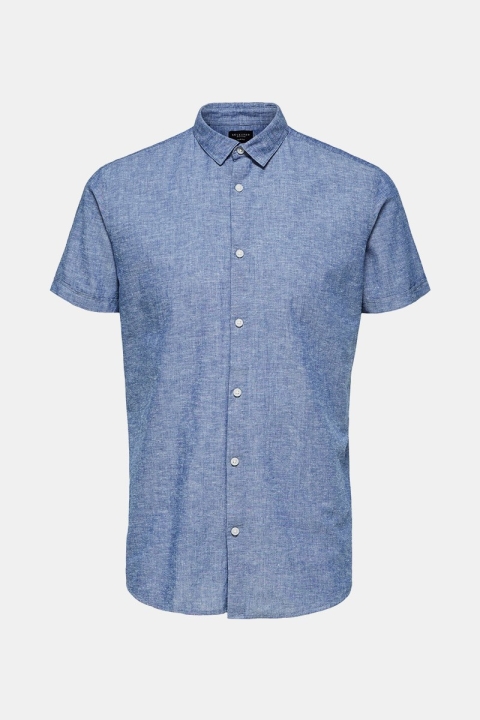 Selected Slim Linen Chemises SS Classic Medium Blue Melange