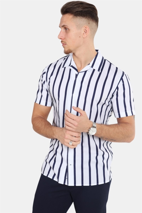Kronstadt Cuba S/S Gr.86 Chemises White/Dark Blue