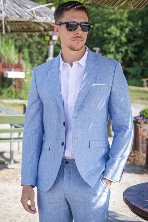 Jack & Jones Riviera Linen Blazer Nautical Blue