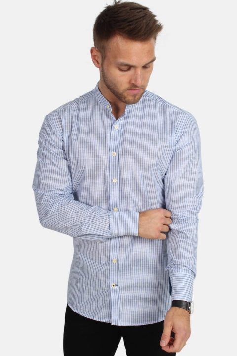 Kronstadt Dean Henley Stripe Chemises Blue
