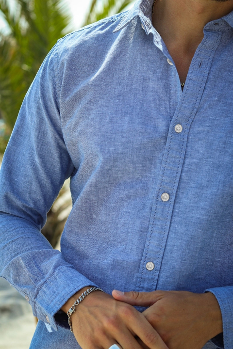Selected Slim Sun Linen Shirt LS Medium Blue Denim