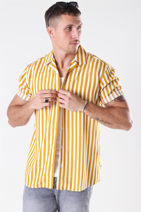 Only & Sons Wayne Striped Viscose Chemises Golden Spice