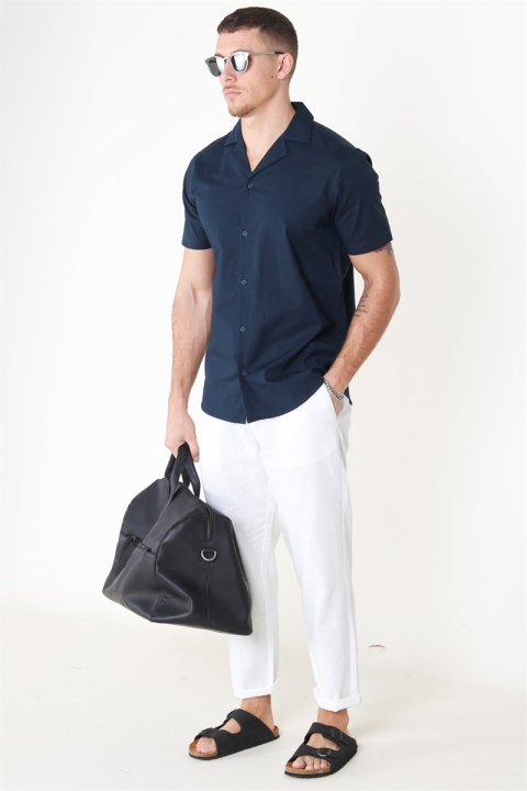 Solid Brando Poplin Chemises SS Insignia blue