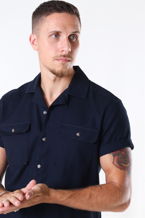 Only & Sons Andrew Waffle Chemises S/S Dark Navy