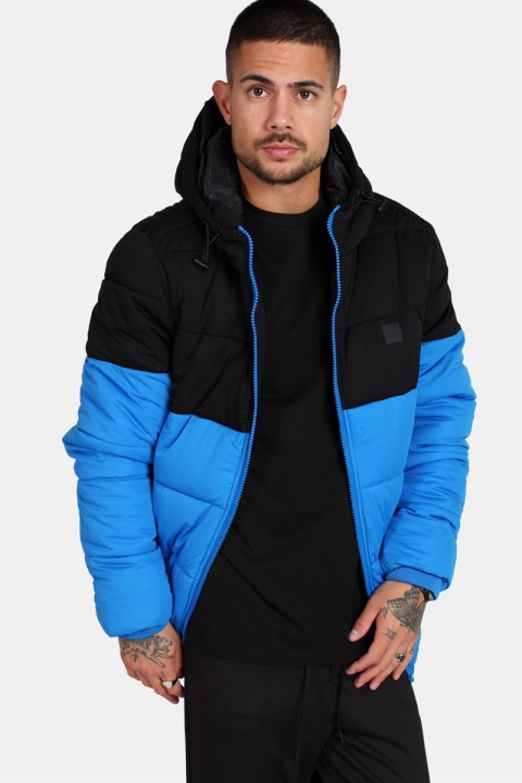 Urban Classics TB2425 Hooded 2-Tone Puffer Veste Bright Blue/Black