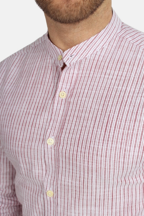 Kronstadt Dean Henley Stripe Chemises Red