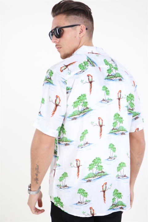Only & Sons Sid SS Reg AOP Viskose Chemises Re White