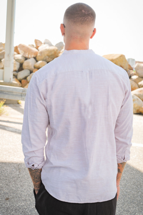 ONLY & SONS ONSCAIDEN LS SOLID LINEN MAO SHIRT NOOS Chinchilla