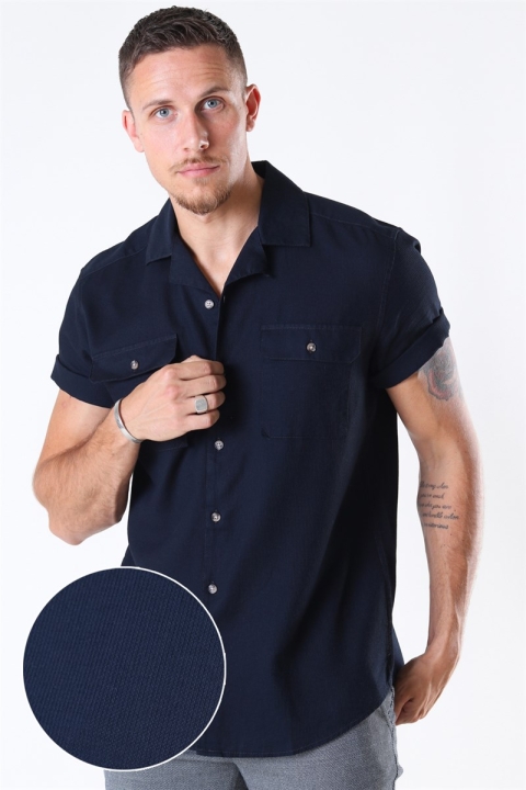 Only & Sons Andrew Waffle Chemises S/S Dark Navy