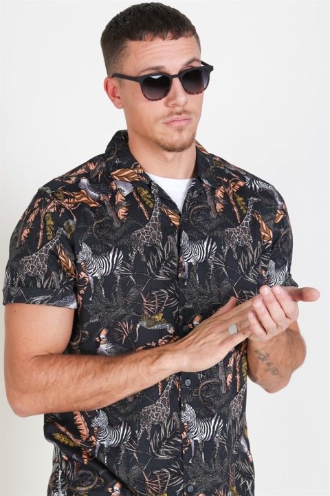 Only & Sons Gabrial S/S Animal Viscose Chemises Black/Zoo Print