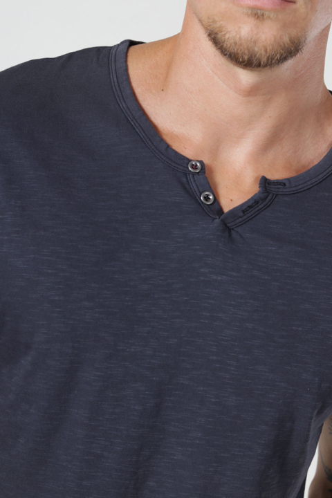 Jack & Jones JJESPLIT NECK TEE SS NOOS Black Slim