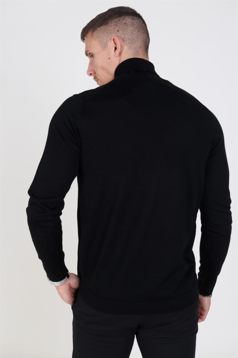Selected Merino Rullekrave Tricot Black