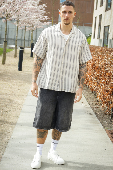Jack & Jones Enzo Stripe Resort Shirt SS Moonbeam