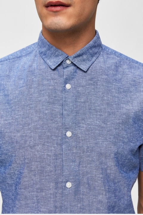 Selected Slim Linen Chemises SS Classic Medium Blue Melange