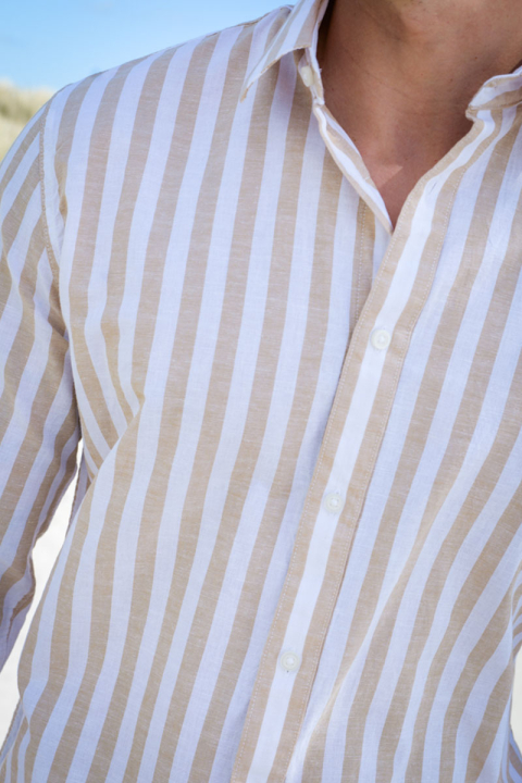 Selected Slim Sun Linen Shirt LS Pure Cashmere Stripe
