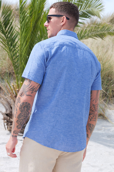 Selected Regular Sun Linen Shirt SS Medium Blue Denim